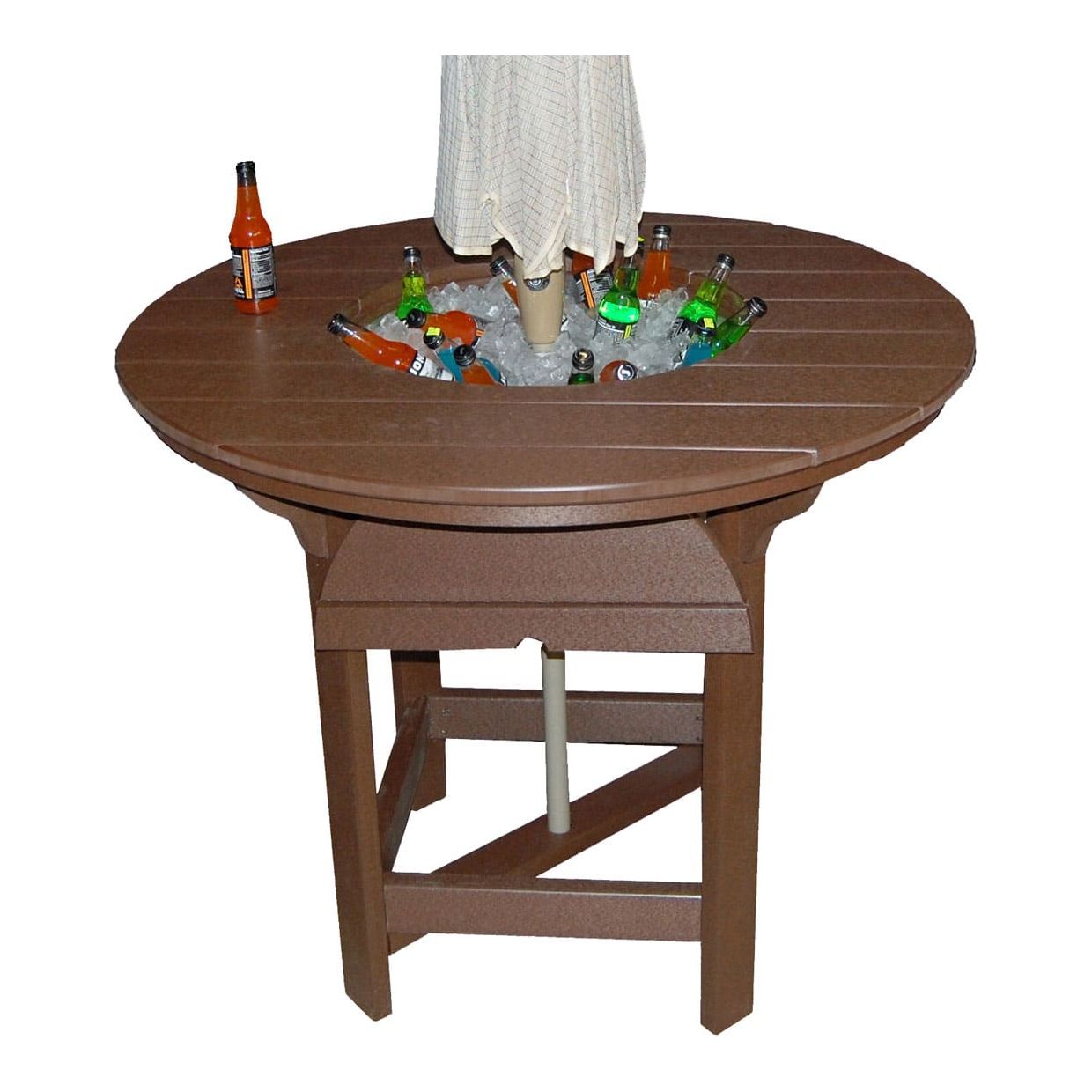 48" Round Bar Table with Stainless Steel Ice Bowl and 4 Swivel Chairs