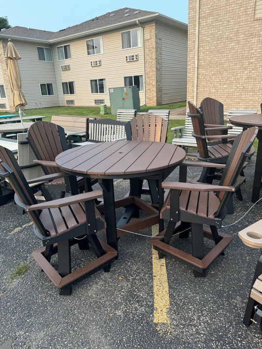 48" Round Counter Table with 4 Classic Counter Swivels in Black and Brown