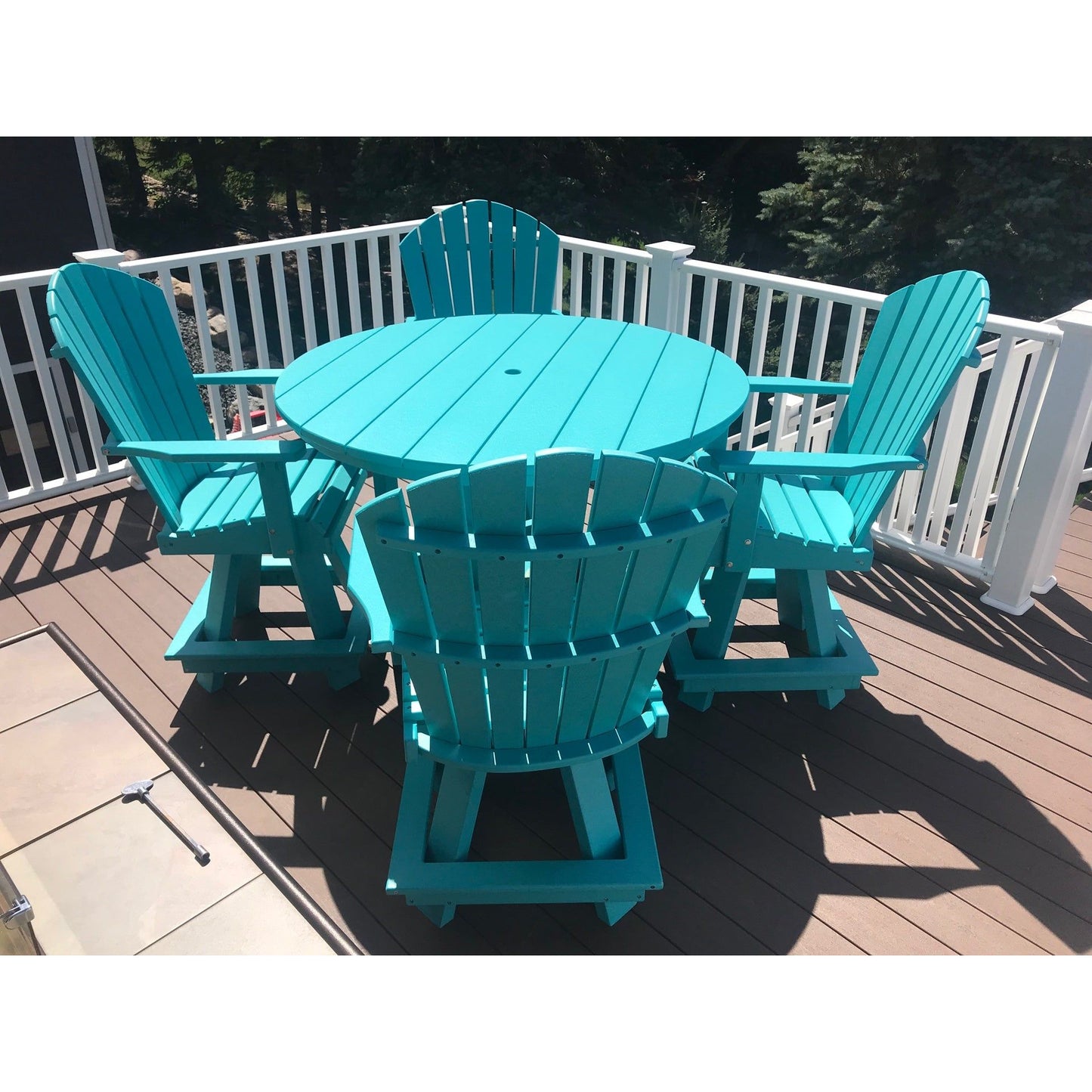 48" Round Bar Table with Stainless Steel Ice Bowl and 4 Swivel Chairs