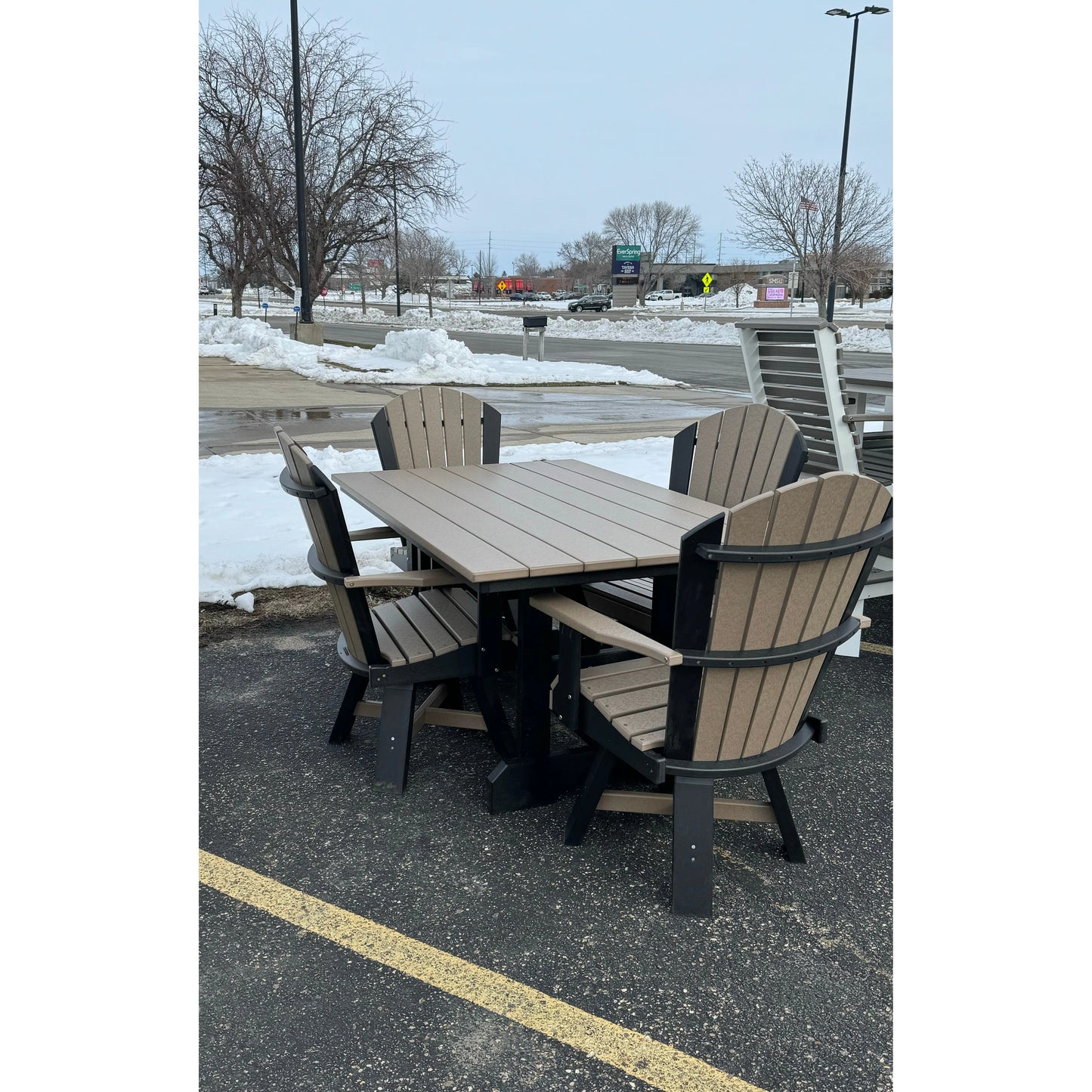 5' Rectangle Table Set with 4 Swivel Chairs