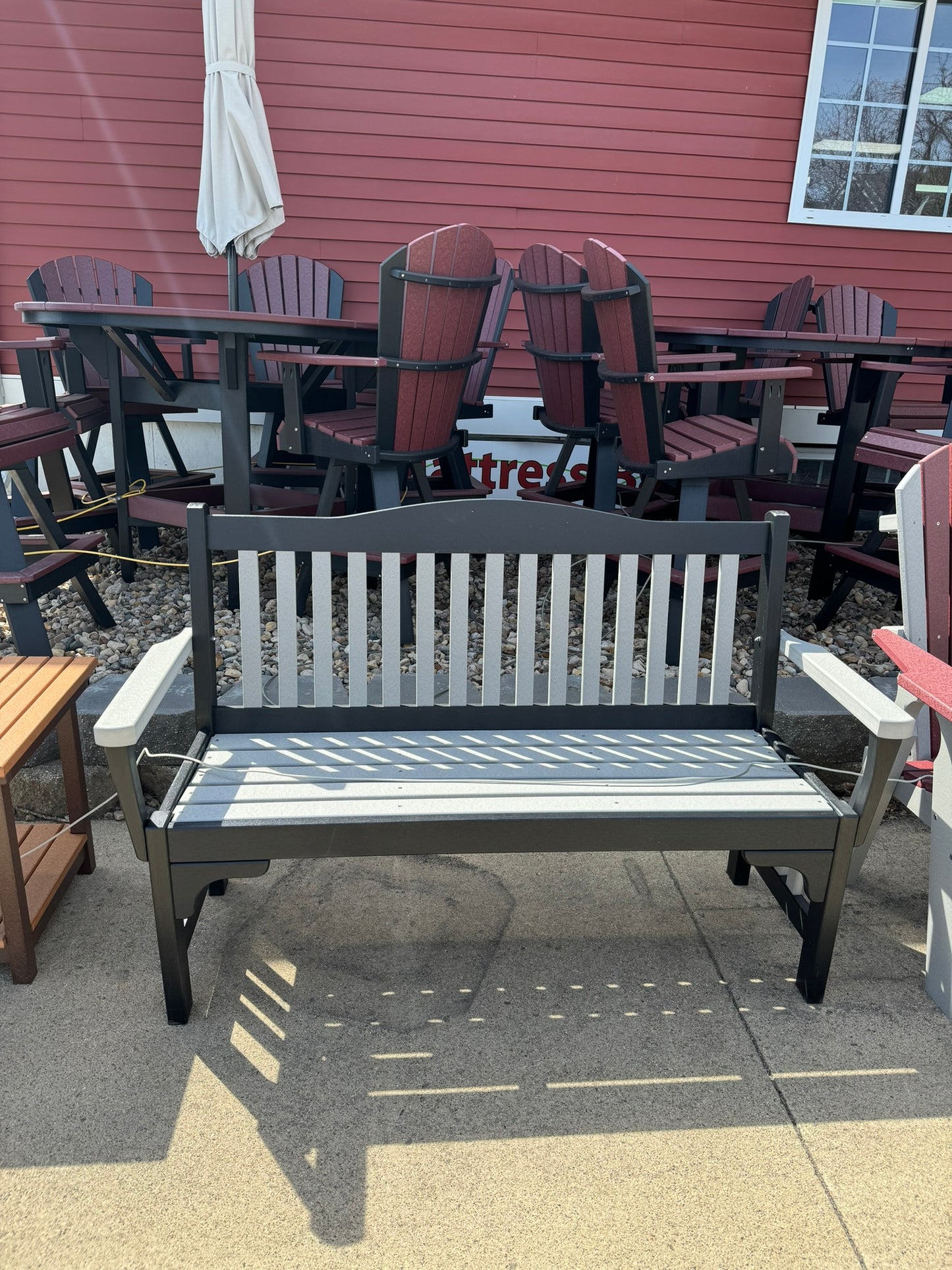 Creekside Mission Park Bench in Black and Dove Gray