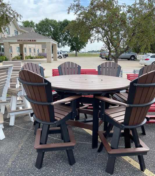 60" Round Bar Table with 6 Swivels in Black/Brown