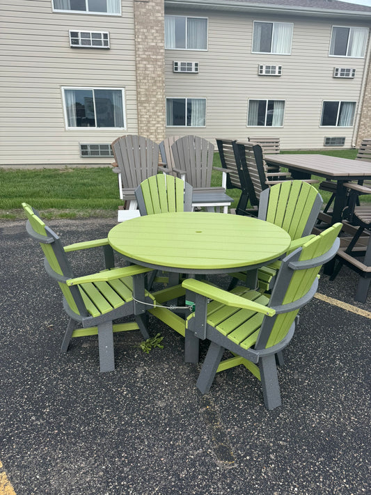 48" Round Dining Table with 4 Swivel Dining Chairs in Dark Gray/Lime