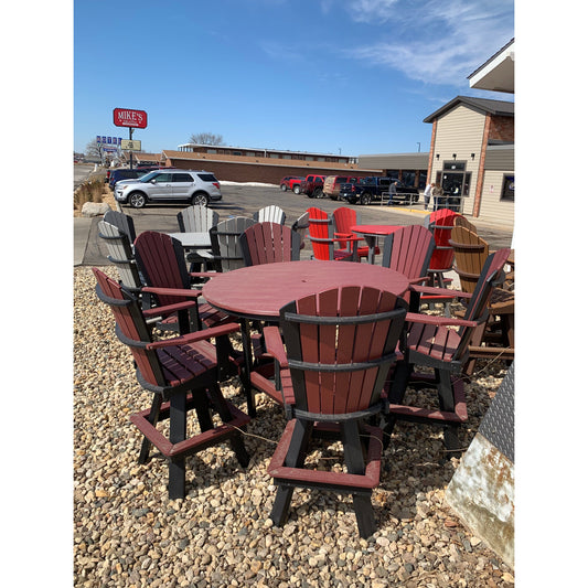 60" Round Bar Table with 6 Swivels in Black/Cherry