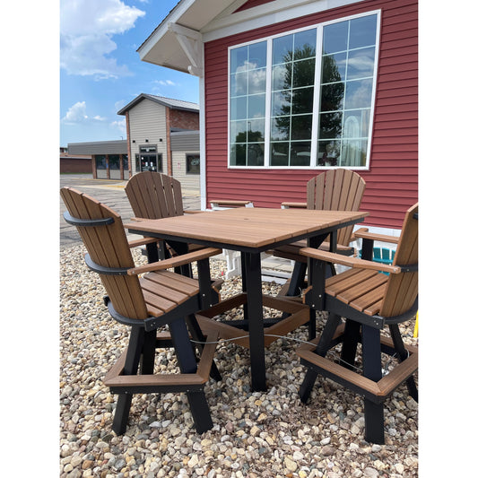 48" Square Bar Table with 4 Swivel Bar Chairs in Black/Mahogany