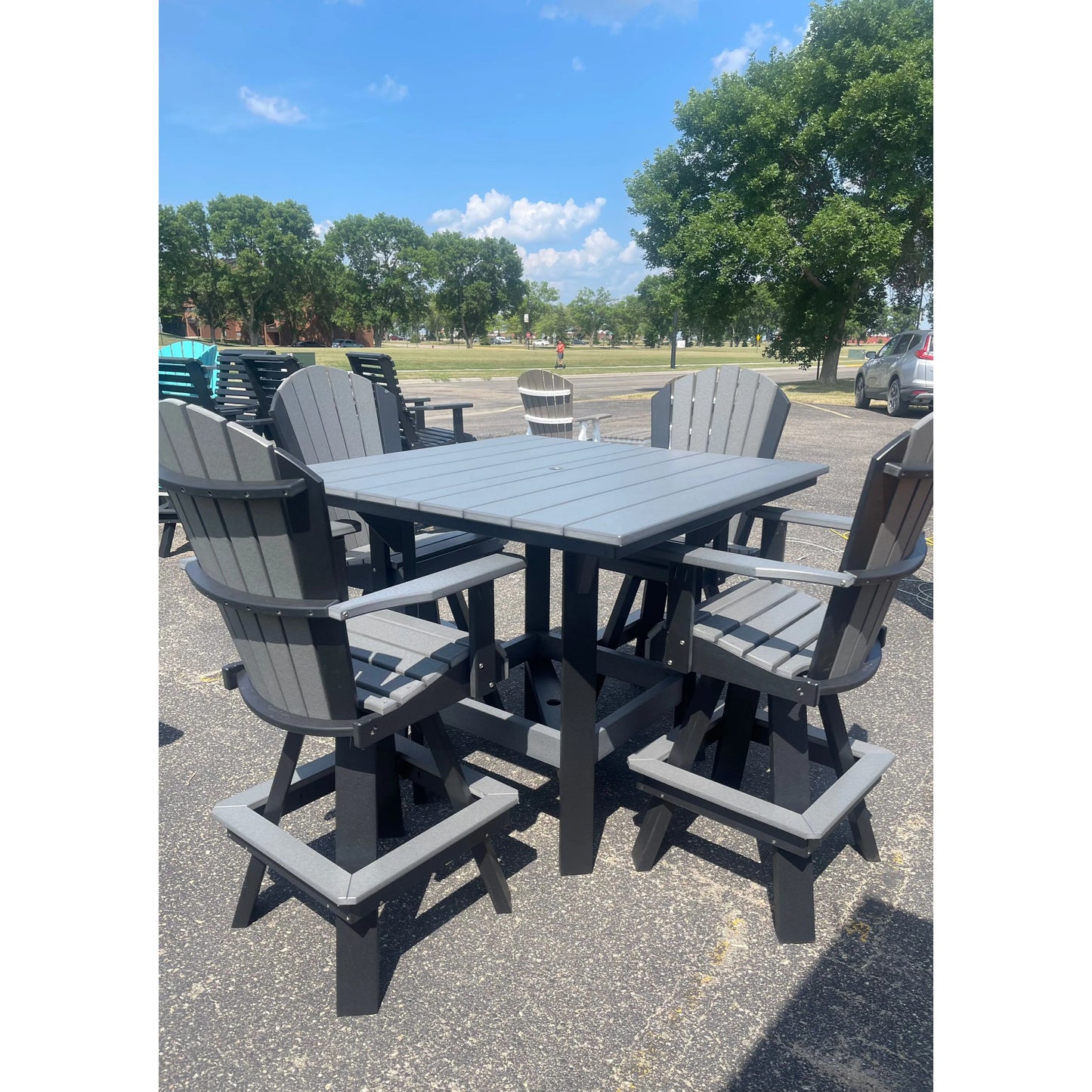 48" Square Table with 4 Swivel Chairs