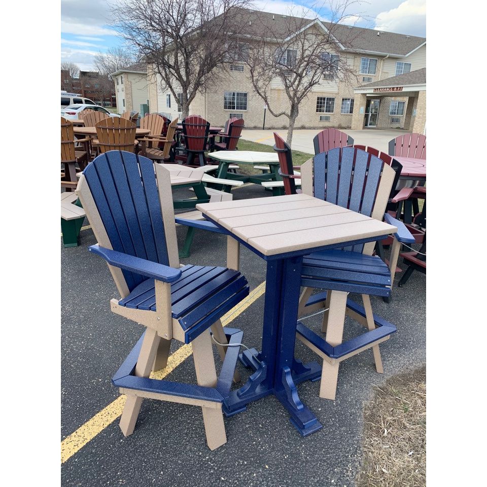 28" Square Table with 2 Swivel Chairs